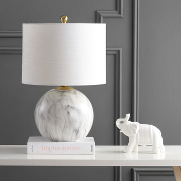 Luna 21.5" Faux Marble Resin LED Table Lamp - JONATHAN Y